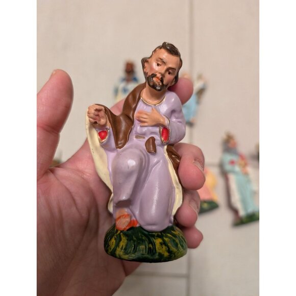 Vintage Italian Nativity Set Hand-Painted Chalkware Complete 10-Piece 50s-70s - Picture 9 of 15